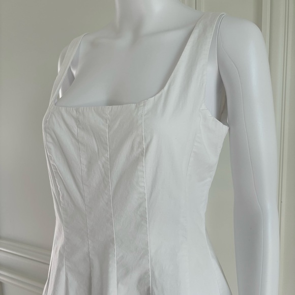 STAUD • White Wells Poplin Pleated Fit Flare Mini Dress Size 8 - Picture 5 of 7